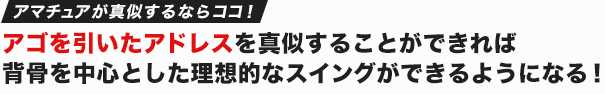 アゴを引いたアドレスを真似することができれば背骨を中心とした理想的なスイングができるようになる！